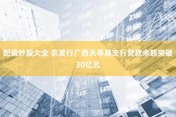配资炒股大全 农发行广西天等县支行贷款余额突破30亿元