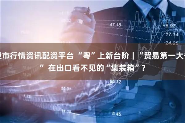 股市行情资讯配资平台 “粤”上新台阶｜“贸易第一大省” 在出口看不见的“集装箱”？